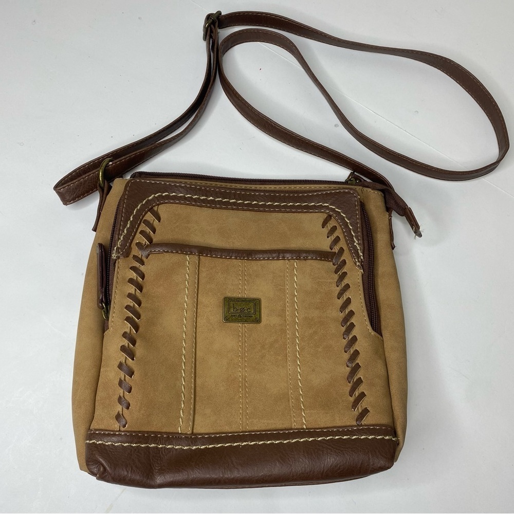 B.O.C. Born Concepts Crossbody Saddle Stich Tan Brown Shoulder Bag Purse